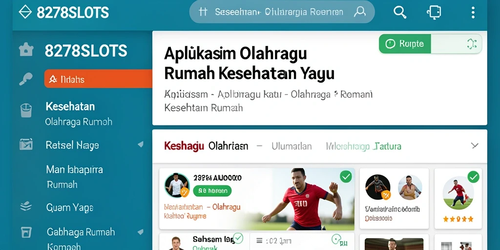 Tampilan antarmuka aplikasi 8278SLOTS untuk berolahraga di rumah.