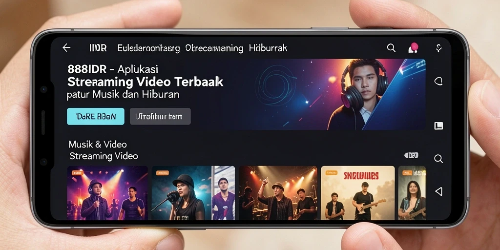 Antarmuka pengguna aplikasi Streaming Video 888IDR yang menarik dan modern.