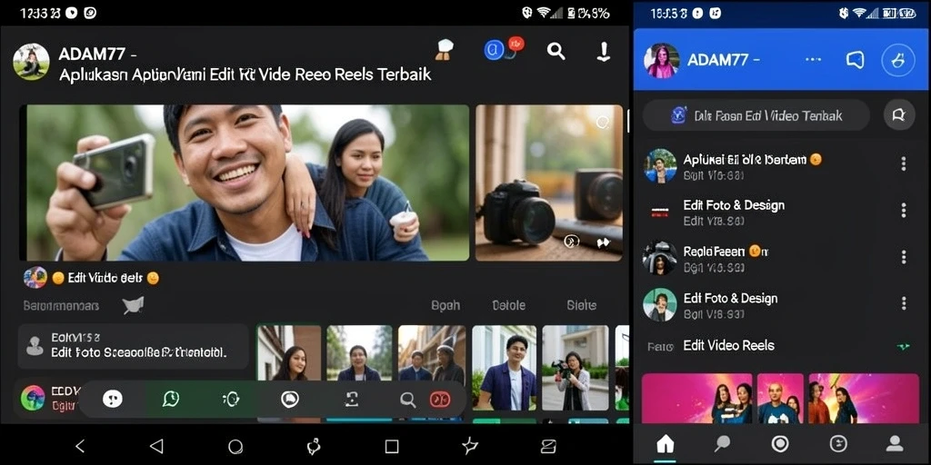 Antarmuka aplikasi ADAM77 untuk Edit Video Reels yang intuitif.