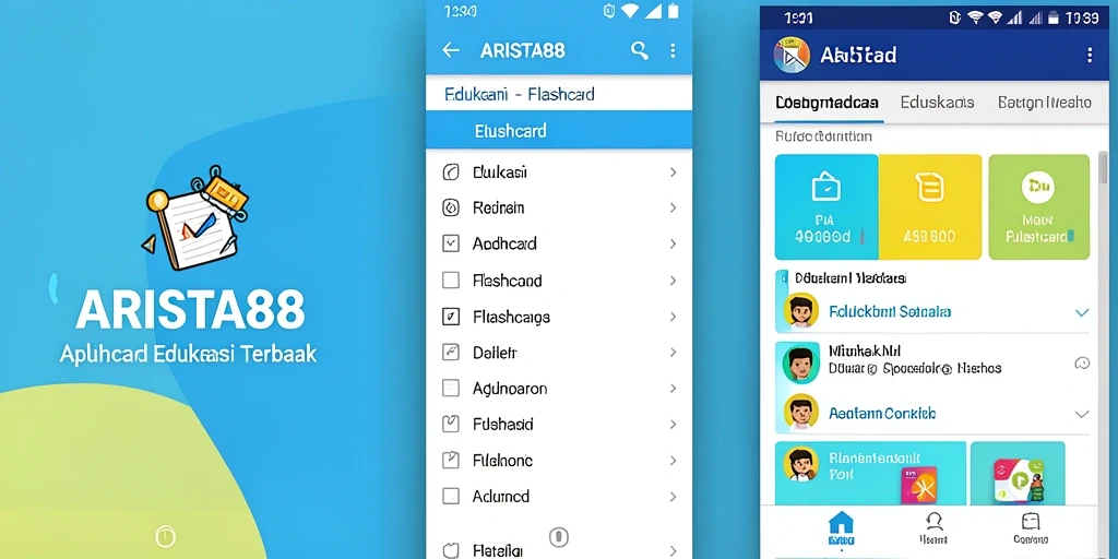 Tampilan antarmuka aplikasi ARISTA88 dengan fitur Flashcard yang menarik.