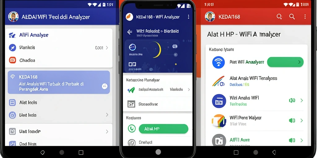 Tampilan antarmuka aplikasi KEDAI168 yang informatif untuk analisis WiFi.