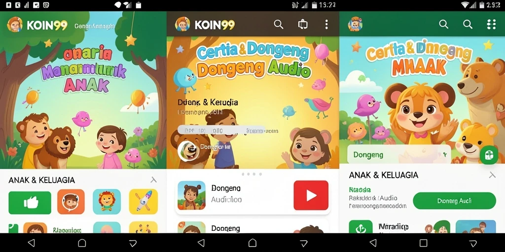 Tampilan antarmuka KOIN99 yang menarik dan ramah anak.
