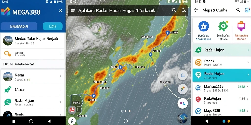 Tampilan antarmuka MEGA388 dengan radar hujan yang jelas dan informatif.