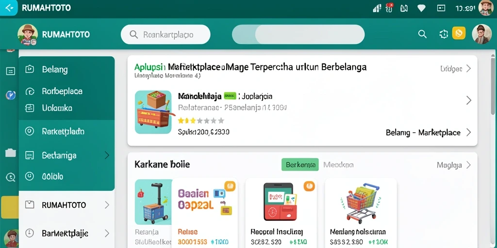 Tampilan antarmuka aplikasi RUMAHTOTO yang memudahkan navigasi marketplace.