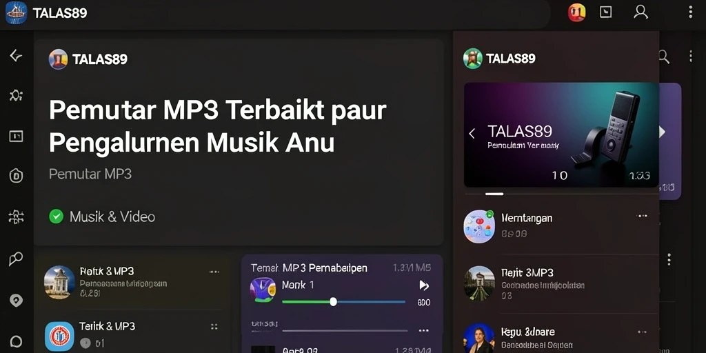 Tampilan antarmuka TALAS89 yang menarik dan fungsional sebagai Pemutar MP3.
