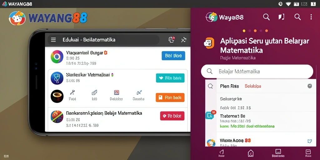 Antarmuka menarik dari aplikasi WAYANG88 untuk belajar matematika.